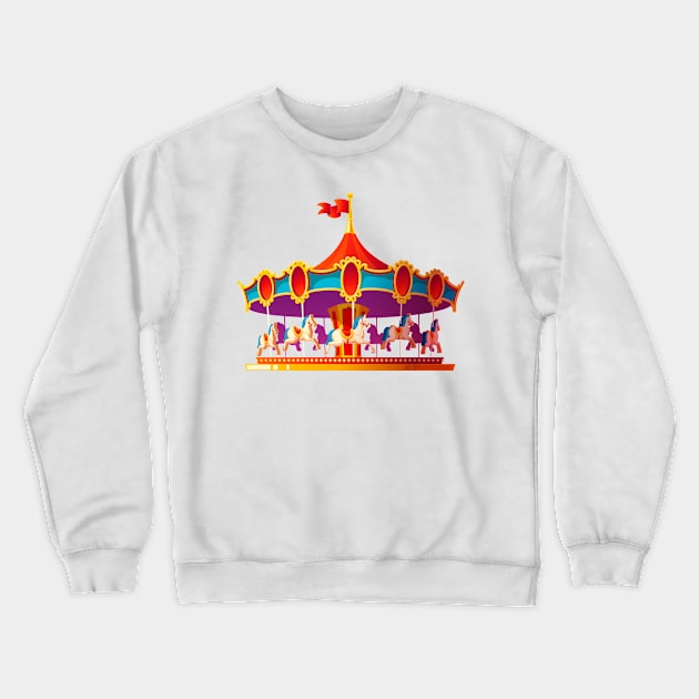 Carousel Merry Go Round Pony Horse Crewneck Sweatshirt by Happy Art Designs